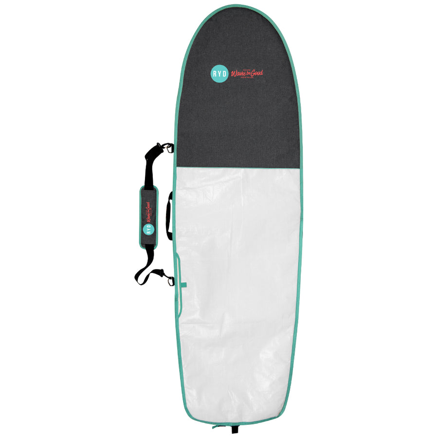 RYD Alt Range Simple board cover, White/Aqua — front view