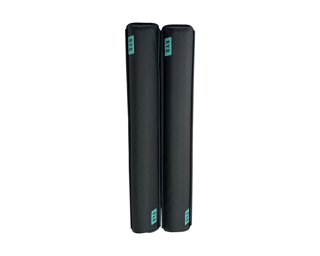 RYD Black aero roof rack cover, Large (71cm), fitted over an aerodynamic roof rack bar