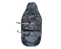 RYD Black car seat cover underside showing the fitting straps