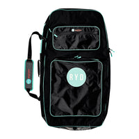 Black/Aqua RYD Bodyboard Range Everyday board bag — front view showing the branded logo panel