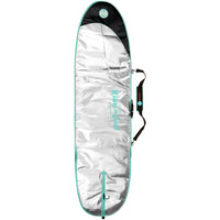 RYD Layback Range Everyday board cover, Black/Aqua — back view showing the reflective heat-shield lining