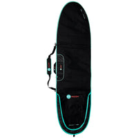RYD Layback Range Everyday board cover, Black/Aqua — front view showing the branded logo side