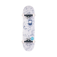 RYD First Push Hank Dude street skateboard underside, white deck with blue hand-drawn doodle print