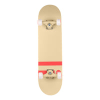 RYD Shreds Sans street skateboard underside, natural timber deck with a single coral stripe