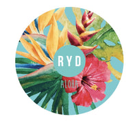 RYD Air Freshener — Aloha scent, tropical flowers and leaves around an RYD Aloha badge
