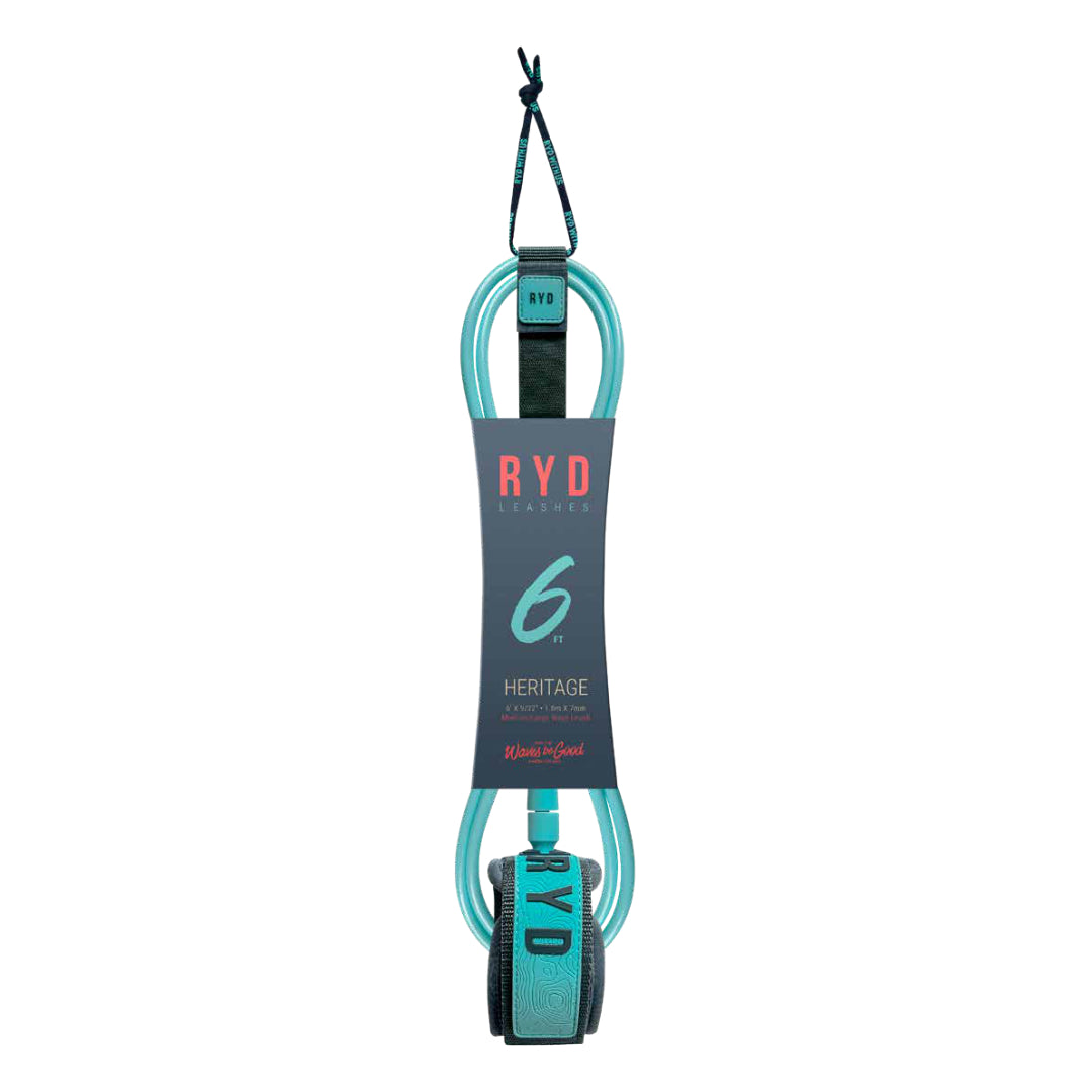 RYD Heritage Surf Leash — Aqua