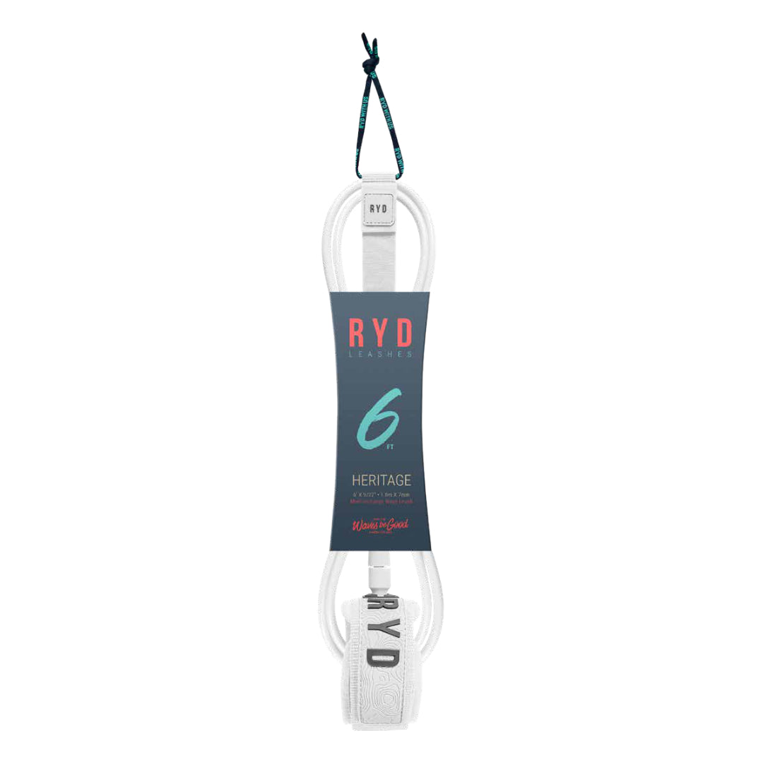 RYD Heritage Surf Leash — White