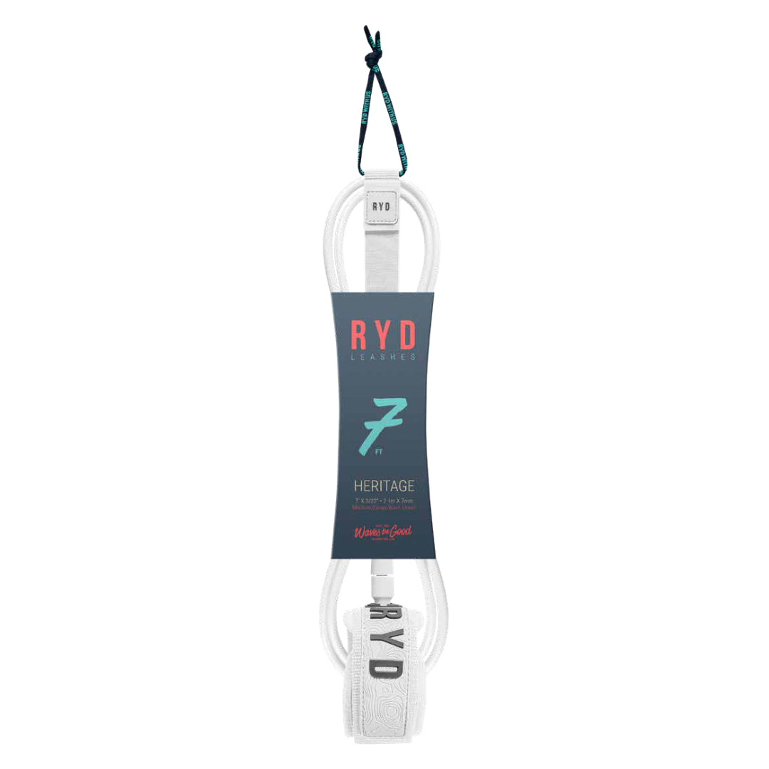 RYD Heritage Surf Leash — White