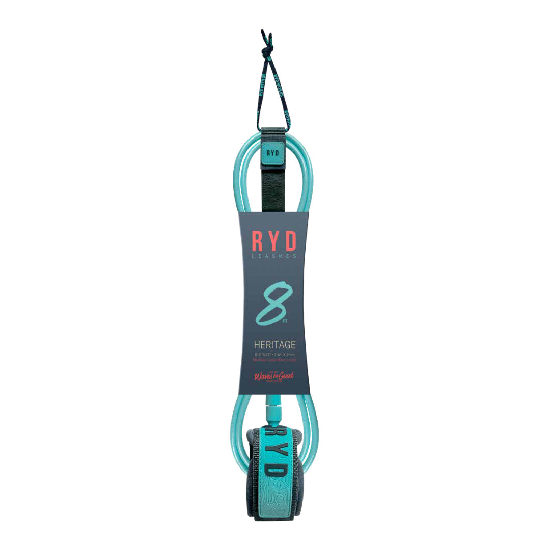 RYD Heritage Surf Leash — Aqua