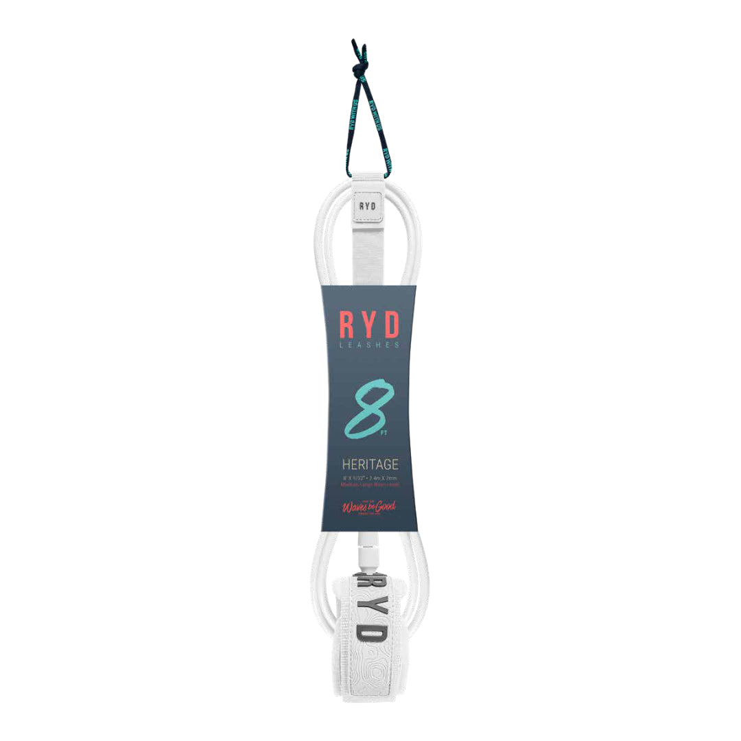 RYD Heritage Surf Leash — White