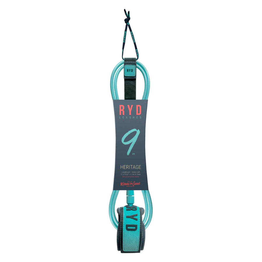RYD Heritage Longboard Leash — Aqua