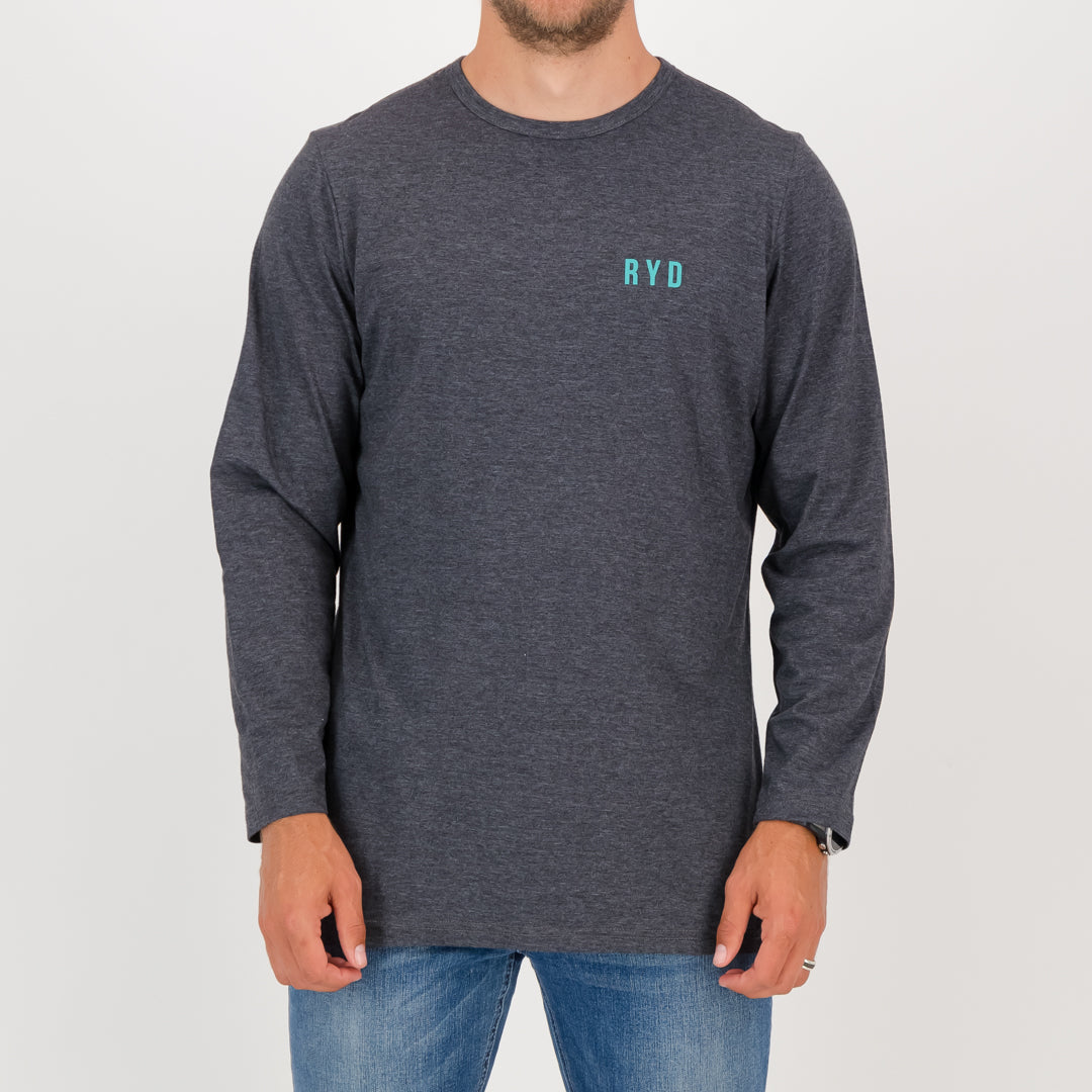 RYD T-Shirt - Mens - Longsleeve Logo - Charcoal Melange