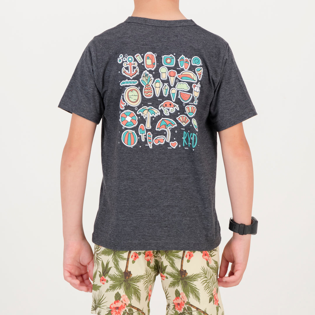 RYD T-Shirt - Kids - Beach Party - Charcoal Melange