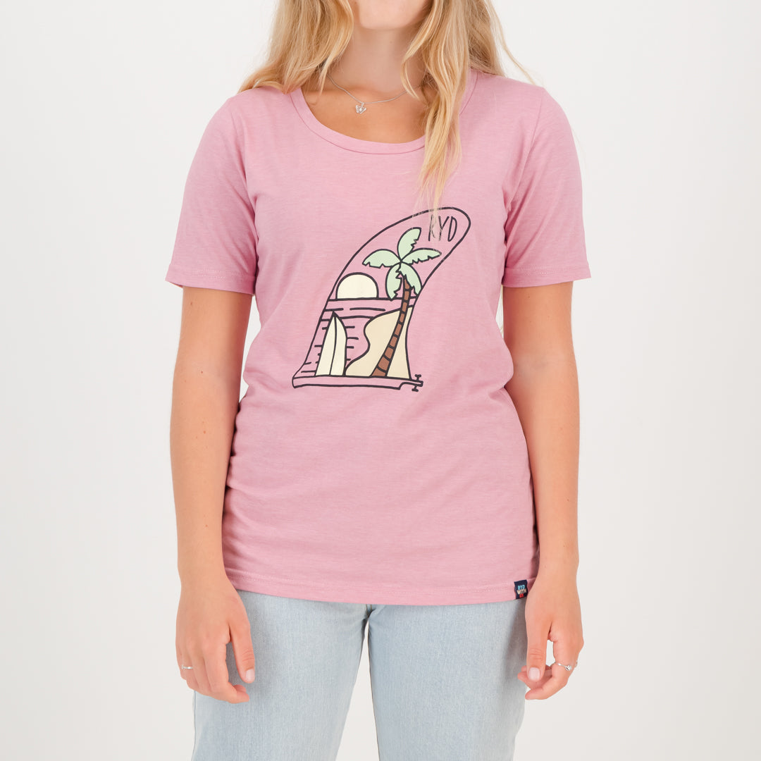 RYD T-Shirt - Ladies - Beach Fin - Coral Recycled