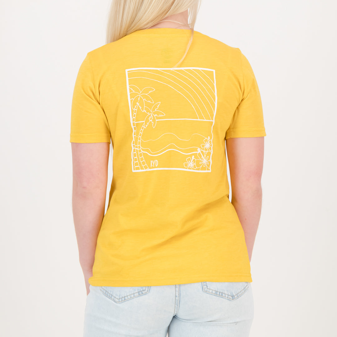 RYD T-Shirt - Ladies - Beach Vibes - Mustard Recycled