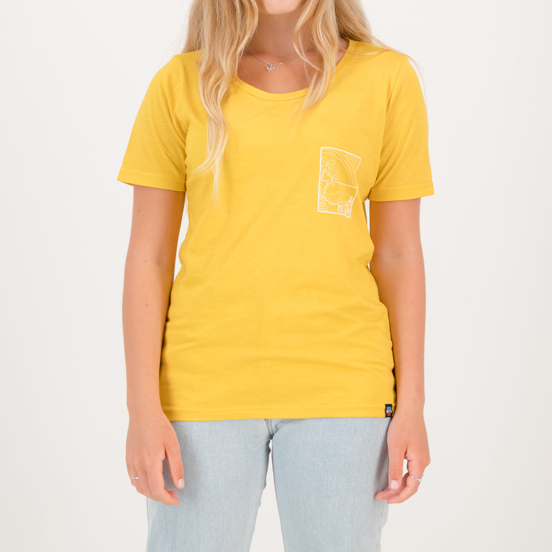 RYD T-Shirt - Ladies - Beach Vibes - Mustard Recycled
