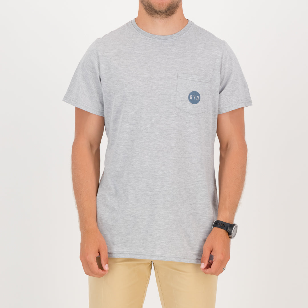 RYD T-Shirt - Mens - Pocket Logo - Grey Melange