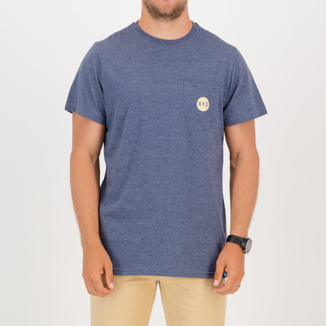 RYD T-Shirt - Mens - Pocket Logo - Navy Melange