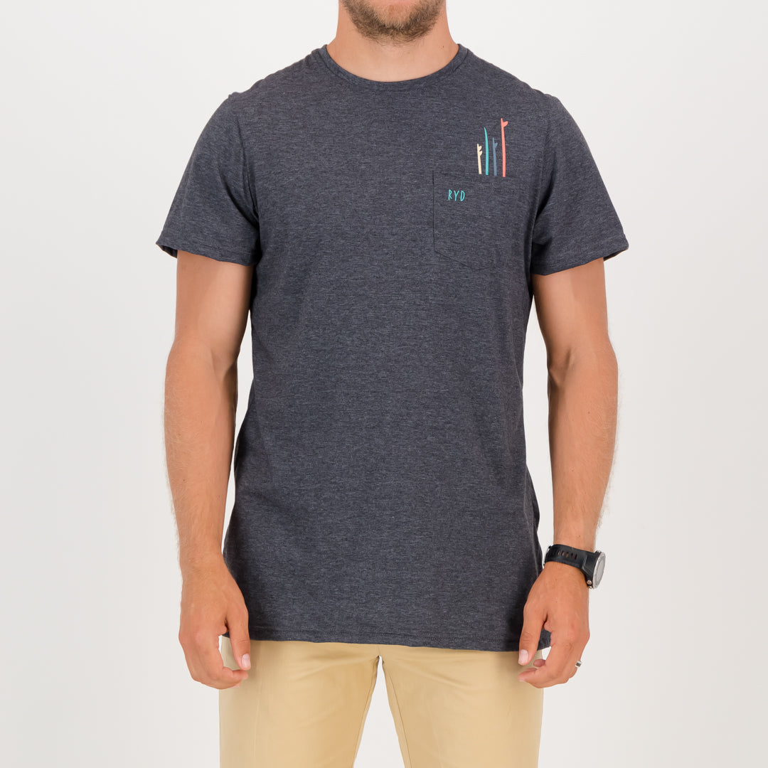 RYD T-Shirt - Mens - Pocket Quiver - Charcoal Melange