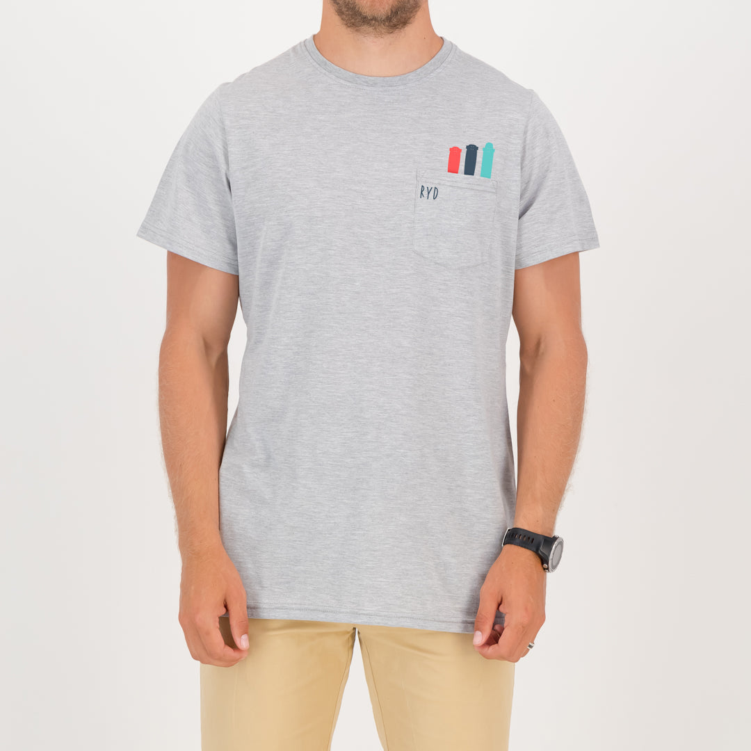 RYD T-Shirt - Mens - Pocket Skate - Grey Melange