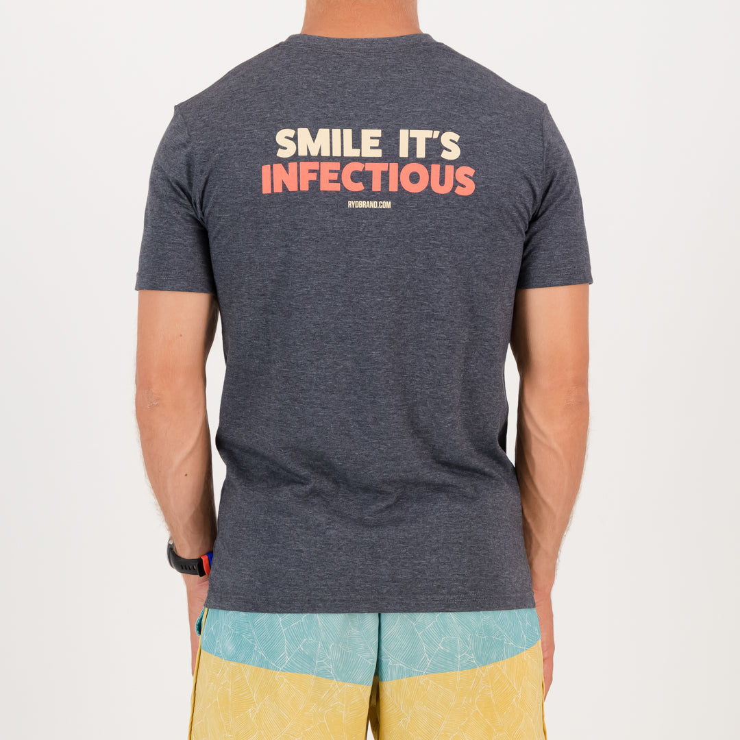 RYD T-Shirt - Mens - Smile Infectious - Charcoal Melange