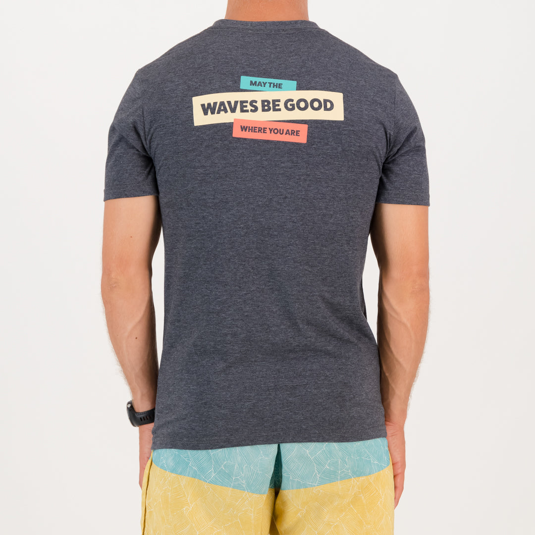 RYD T-Shirt - Mens - Waves Be Good - Charcoal Melange