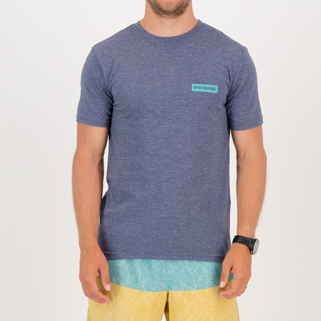 RYD T-Shirt - Mens - Waves Be Good - Navy Melange