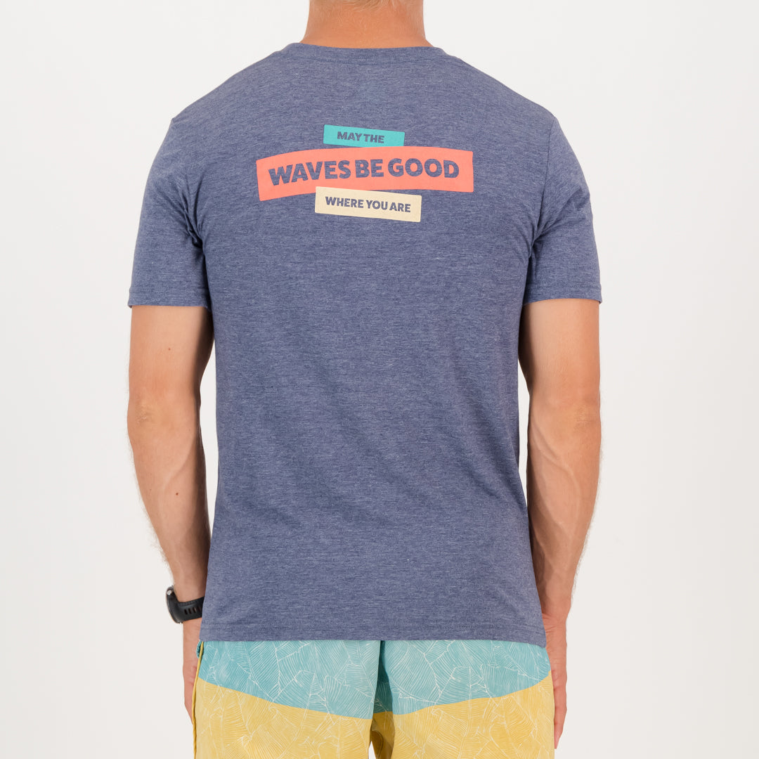 RYD T-Shirt - Mens - Waves Be Good - Navy Melange