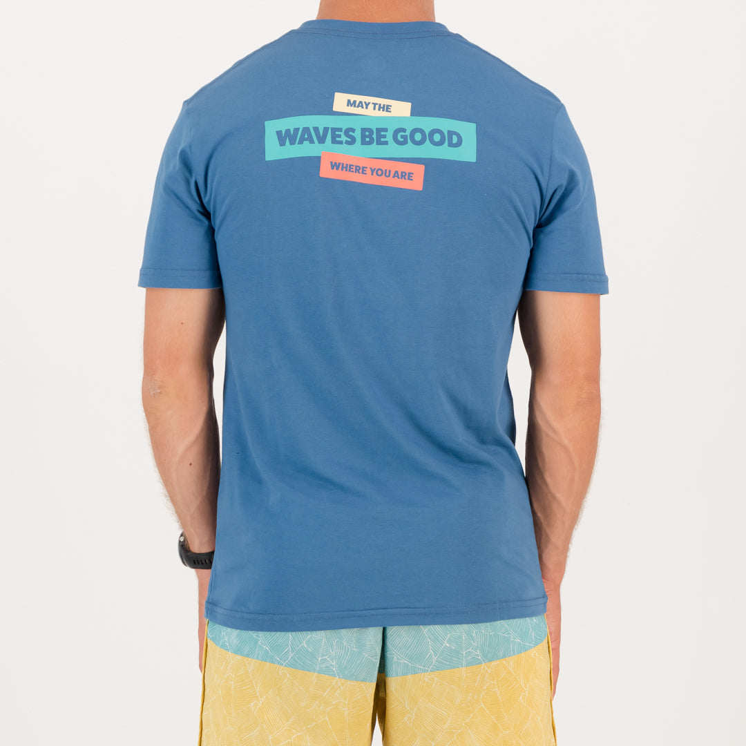 RYD T-Shirt - Mens - Waves Be Good - Ocean Blue