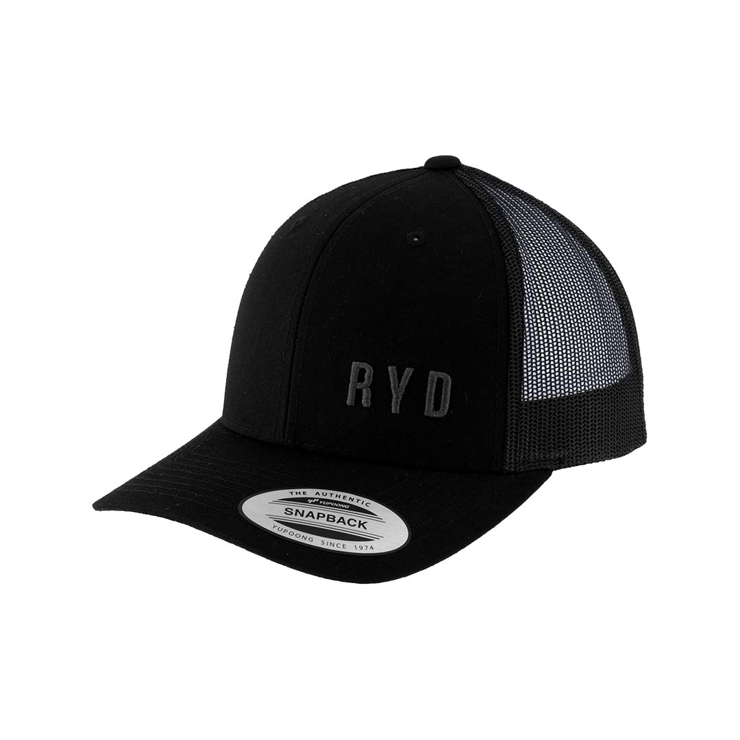 RYD Logo Retro Trucker Cap - Black
